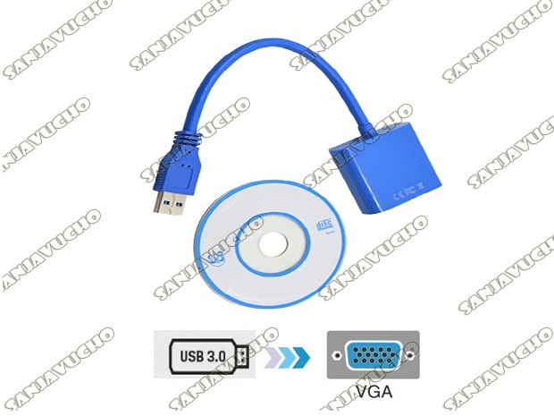 &+  CONVERTIDOR VIDEO CABLE USB 3.0 A VGA (3059)